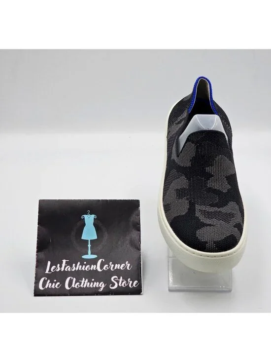 Rothy's Women's The Original Black & Gray Camo Fabric Slip On Sneakers Sz 6 2227 - Picture 15 of 16